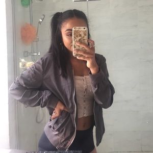 grey bomber jacket